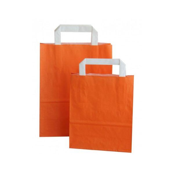 Kraftpapiertüte mit Henkel, orange, 22 x 18 x 8 cm